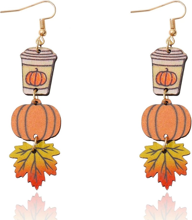 SKYFUN Fall Earrings Crystal Maple Leaf Earring for Women Orange Autumn Maple Leaves Thanksgiving Earrings Drop Dangle Statement Prom Party Jewelry Accessories - Image 1